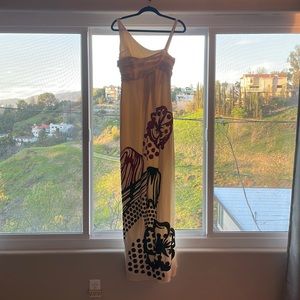 Vintage John Galliano Cream Gown with Black & Red Sequins 2007